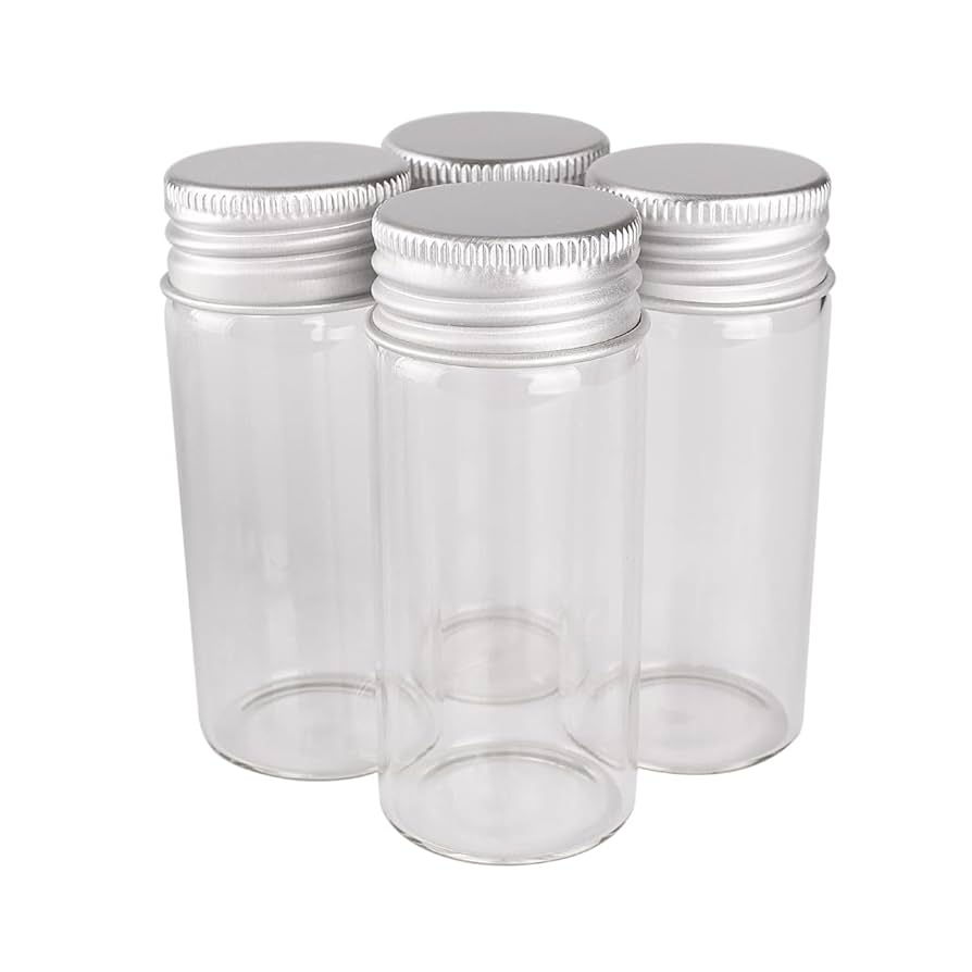 ガラス瓶（ふたあり） Amazon｜24個30ml-30x70mmアルミ蓋付き透明ガラス瓶、スパイス
